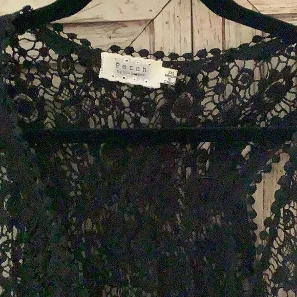 Perch by Blu Pepper black crochet sheer vest tunic length. Says 2xl. - Picture 2 of 11